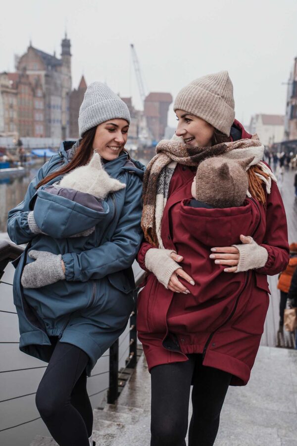 Fun2bemum - parka softshell - babywearing coat maternity - stalowy niebieski - parka do noszenia dzieci w chuście lub nosidle
