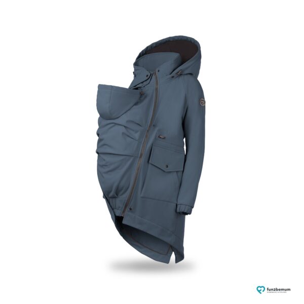 Fun2bemum - parka softshell - babywearing coat maternity - stalowy niebieski - parka do noszenia dzieci w chuście lub nosidle
